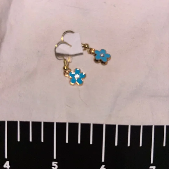 Nordstrom Gold and Blue Flower Earrings - Picture 3 of 4